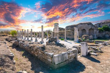 The ruins of Aphrodisias Ancient city (Afrodisias) in Turkey. The city was named after Aphrodite,...