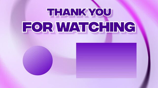 Thank you for watching end screen. Purple 3d minimalist background. Outro animation