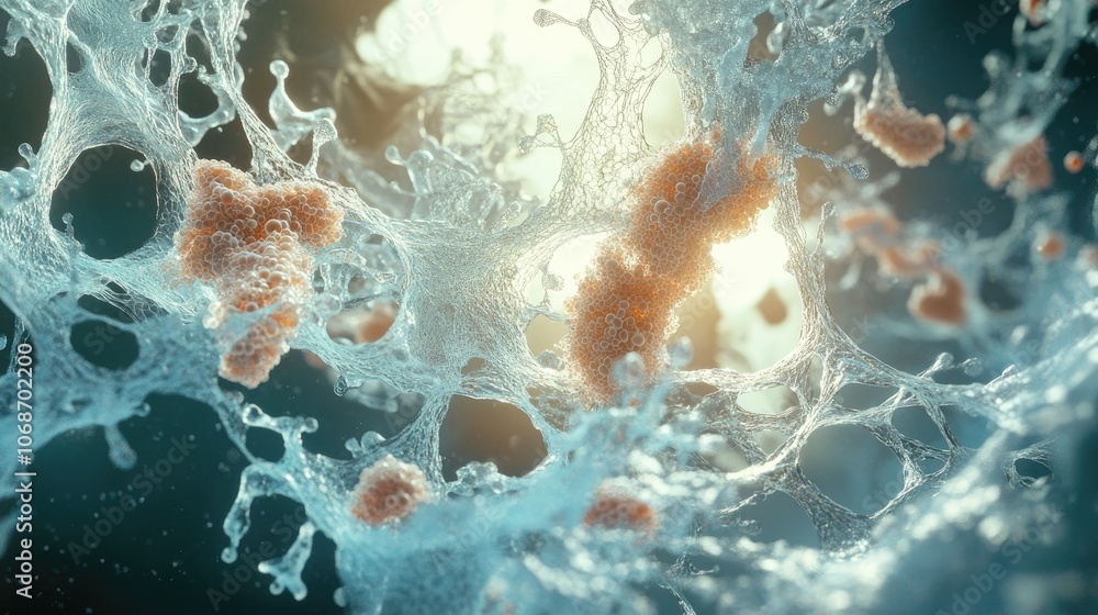 Aufkleber creative 3d visualization of stem cells interacting with tissue structures, demonstrating the potent