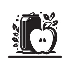 Apple With Juice Can Vector Illustration