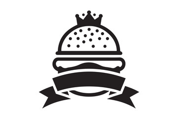 Burger With Crown Logo Icon Vector Illustration