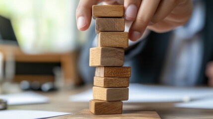 集中力と忍耐力を養う、戦略的な手作り木製タワーブロックゲーム