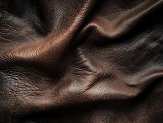 Close-Up of Brown Leather Texture with Natural Grain.