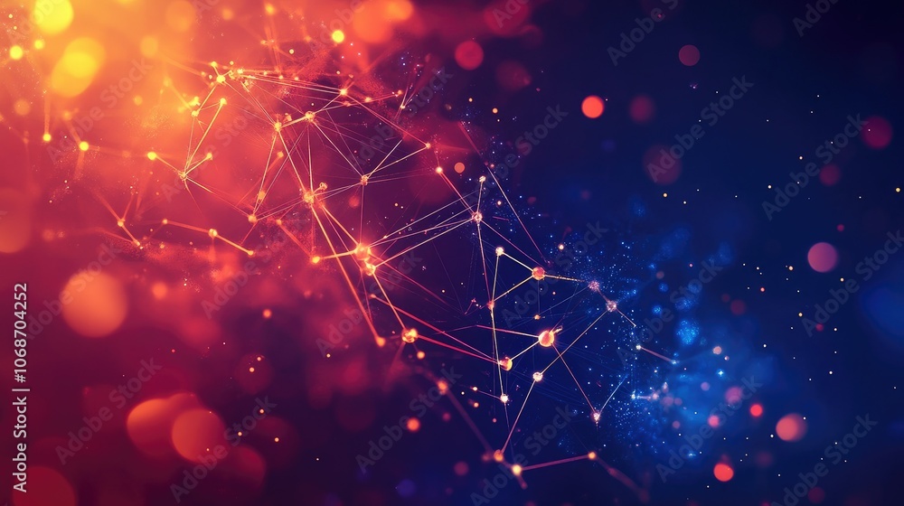 Poster vibrant 3d science background with molecules and atoms forming interconnected structures, signifying