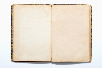 USA, New York State, New York City, Open old note pad on white background