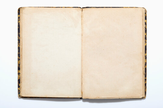 USA, New York State, New York City, Open old note pad on white background