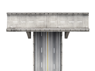 Concrete road top view isolated on white background.