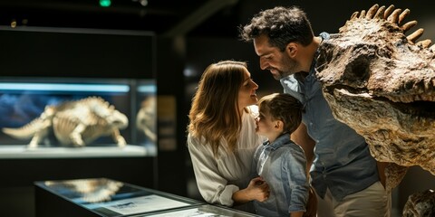 Obraz premium Family Visiting a Museum Exhibit