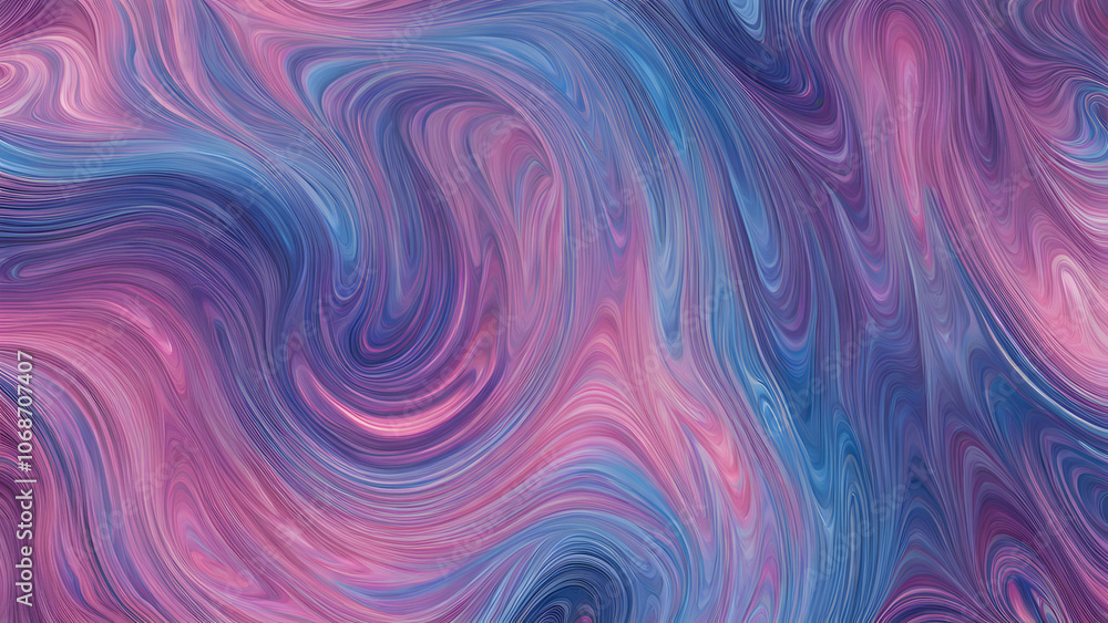 Wall mural A dynamic iridescent swirl of pinks purples and blues with shimmering holographic reflections, Ai Generated