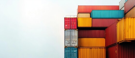 Obraz premium Container ship with cargo, future of logistics, isolated on white background