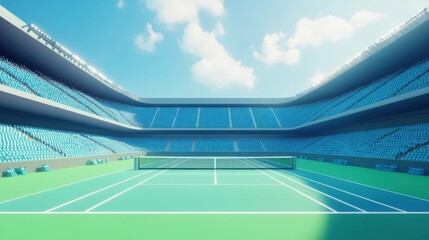 Fototapeta premium A Pause in the Action: The Humble Tennis Ball, Center Stage on a World-Famous Court