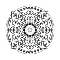 Intricate Black and White Mandala Design vector art illustration