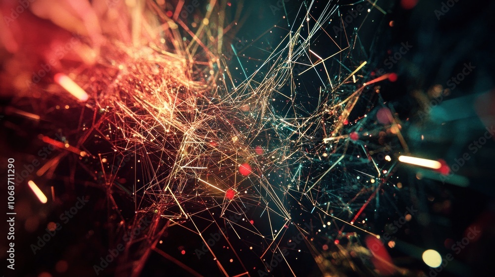 Poster abstract background with sparks. 3d rendering, 3d illustration. - generated ai