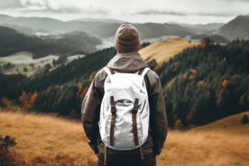Trekking bag png mockup, transparent design