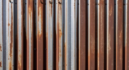 Rusty corrugated metal background for industrial rugged visual interest