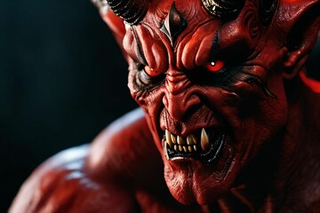 demon, devil, red, realistic, detailed, smooth facial features