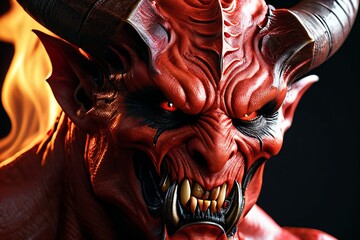 demon, devil, red, realistic, detailed, smooth facial features