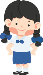 Kid girl student character cartoon