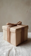 a light beige gift box on a white background