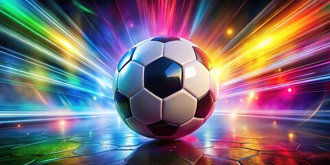 Obraz premium Dynamic soccer ball set against an eye-catching abstract background, embodying the spirit of the game. Ideal for enthusiasts and artistic projects that celebrate soccer culture.