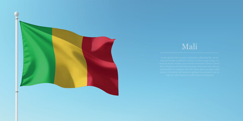 Waving Flag of Mali Against Clear Blue Sky Copyspace