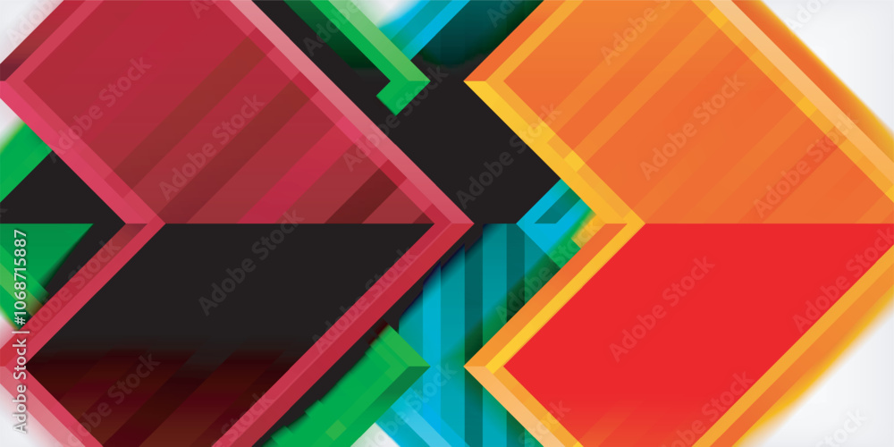 Aufkleber Arrow symbols created with 3d effects and line texture geometric abstract background