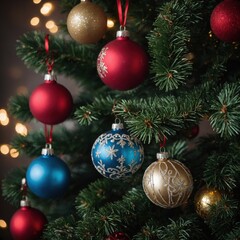 Fototapeta premium The holiday tree sparkles bright