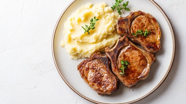 pork chop with mashed potatoes - Powered by Adobe