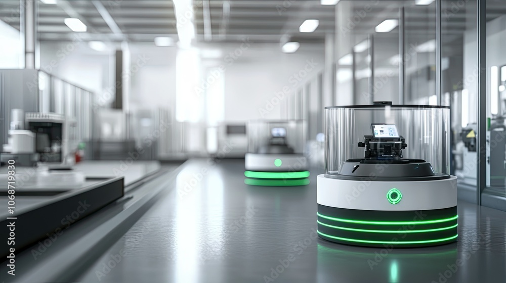 Poster autonomous robots in a modern industrial setting