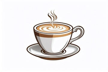 Obraz premium Minimalist Logo in the Shape of a Coffee Cup on a White Background