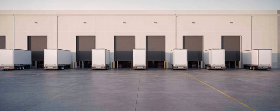 Logistics Warehouse Loading Docks Trucks Delivery Transportation