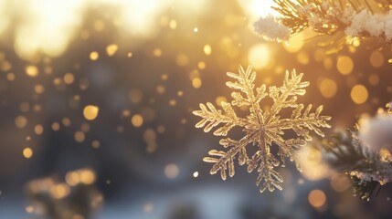 Beautiful Snowflake with Warm Background Glow