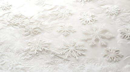 Snowflake Patterns on White Background for Winter Themes