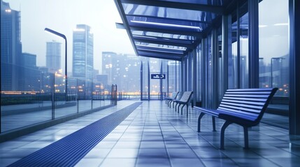 Modern Urban Train Station at Night