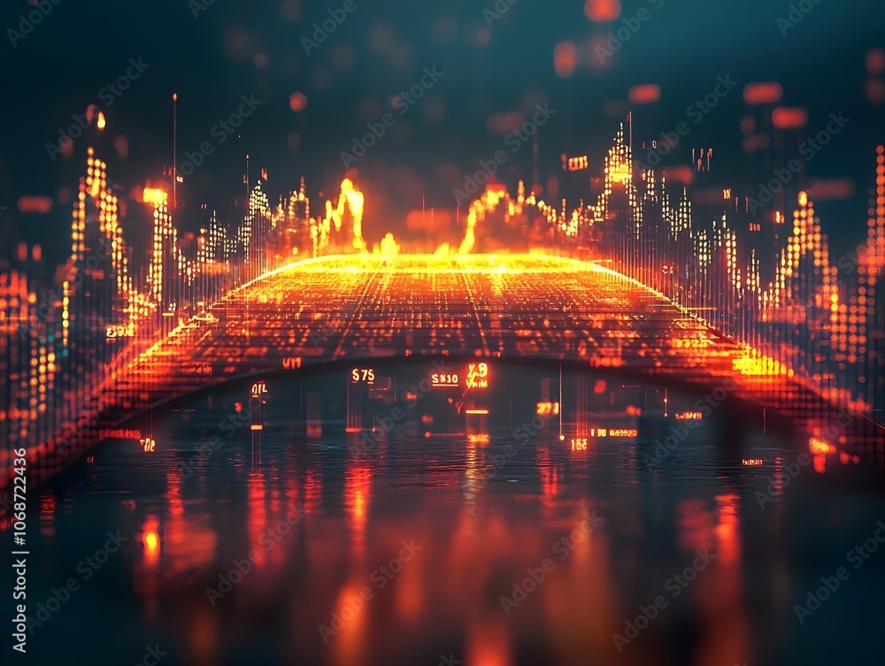 Poster glowing financial bridge symbolizing path to future security and prosperity