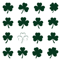 Shamrock Leaf SVG Bundle, Four-leaf clover flat vector icon set. Four-leaf clover flower simple vector illustrations.