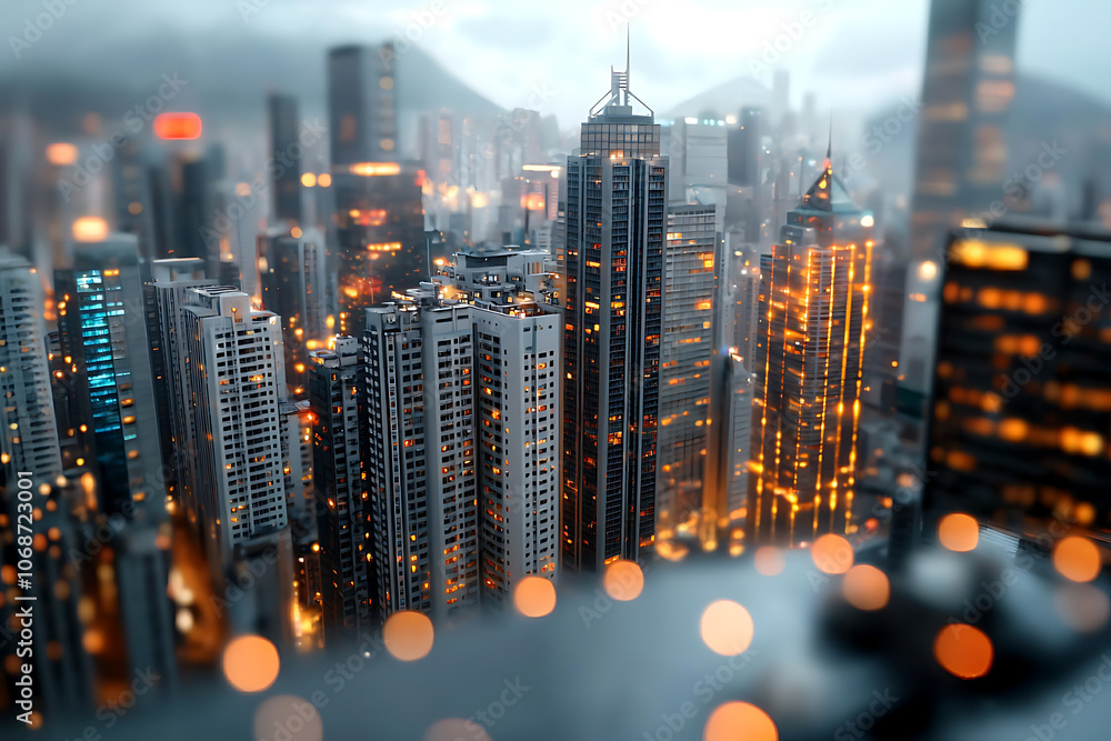 Poster innovative urban architecture transforms skyline with smart technology and sustainable infrastructur