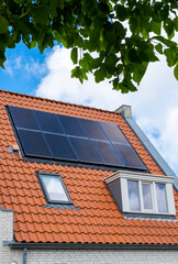 Solar Panel House Roof Generator Energy The Hague Netherlands Blue Sky Sun