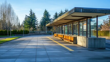 Fototapeta premium Modern Bus Stop in Urban Landscape