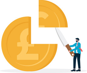 Businessmen divide the pound cake.
