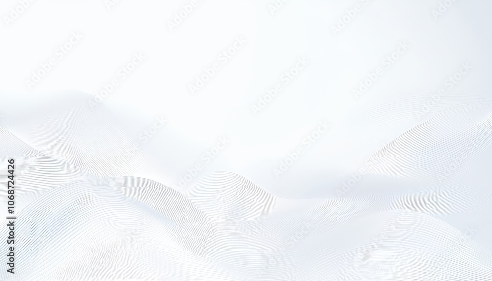Aufkleber minimalist abstract landscape with soft white waves and gentle curves for elegant background design.