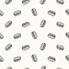 vector sandwich repeated pattern design, seamless pattern of sandwich, food background