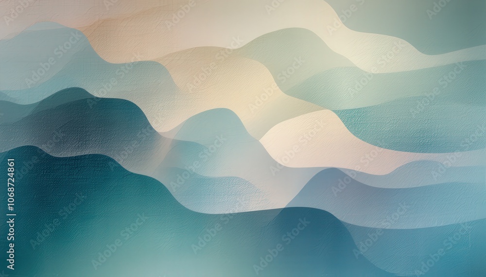 Canvas Prints serene abstract landscape with wavy pastel hues and tranquil gradient texture.
