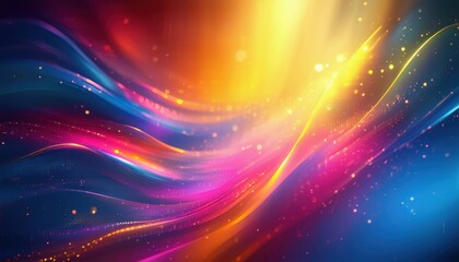 Fototapeta premium Vibrant abstract light waves in a colorful curving spectrum with sparkling effects.