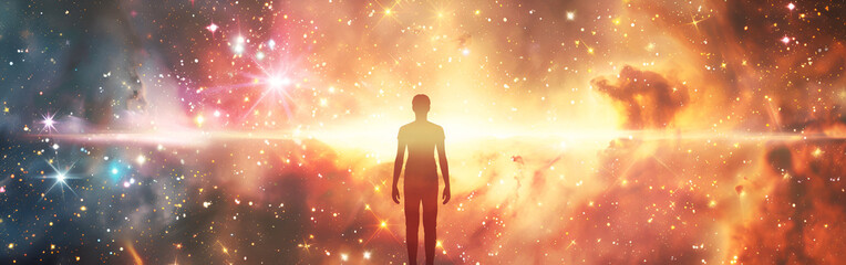 Fototapeta premium The Soul’s Path Embracing the Light Beyond Physical Existence dark background