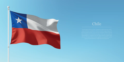 Waving Flag of Chile Against Clear Blue Sky Copyspace