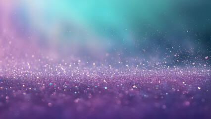 Iridescent gradient of teal and violet with a mist of holographic sparkles appearing and fading background, Ai Generated