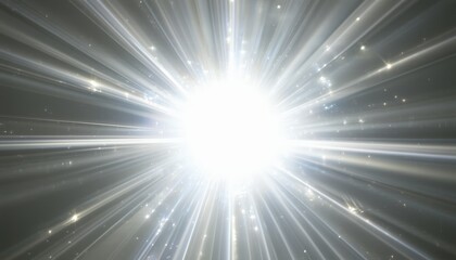 Fototapeta premium Radiant starburst with glowing light beams and sparkling particles in space.