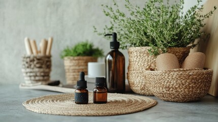 Serene Desktop Environment with Laptop and Plants