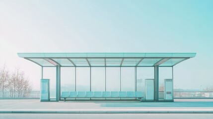 Fototapeta premium Minimalist Bus Stop Design in Soft Colors
